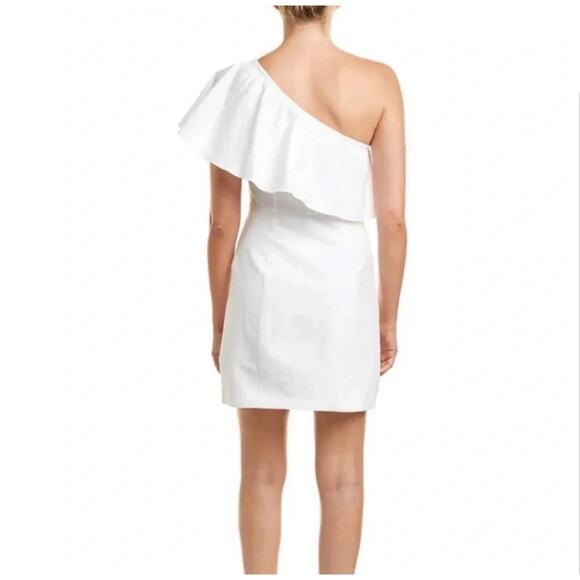 A.L.C. Evan White One Shoulder Ruffle Mini Dress - Size 4 Bridal/Grad - Picture 3 of 8